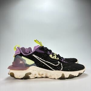Nike React Vision Black Purple Lace Up Running Shoes CD4373-002 Men's Size 9